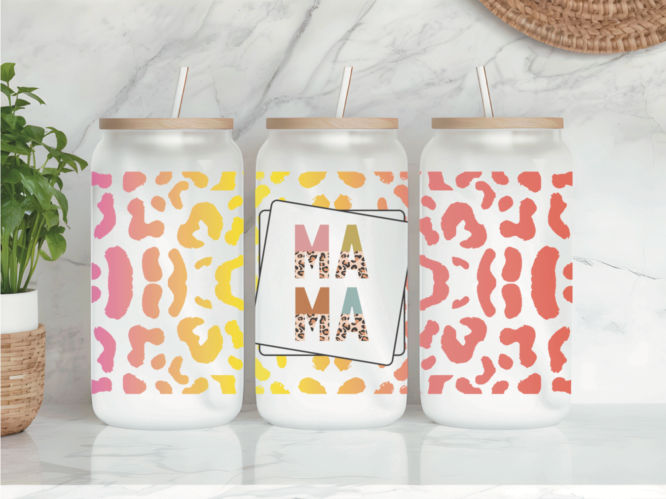 Colorful Mama Fristed Glass Can