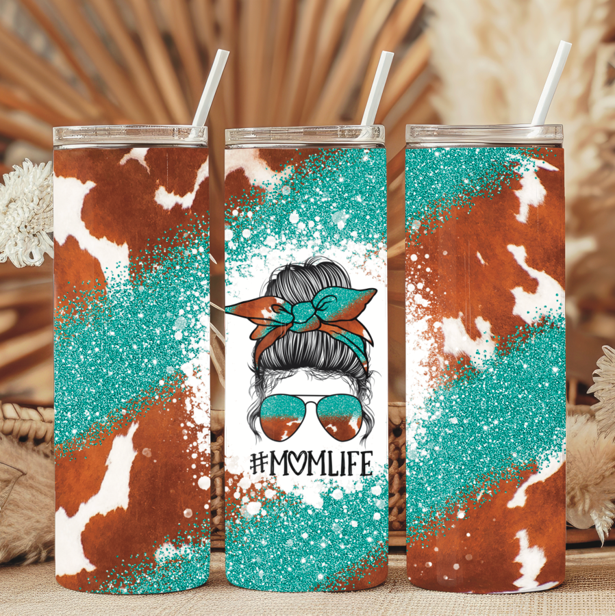 Mom Life Cowhide Tumbler