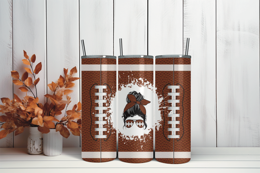 Football Messy Bun Tumbler