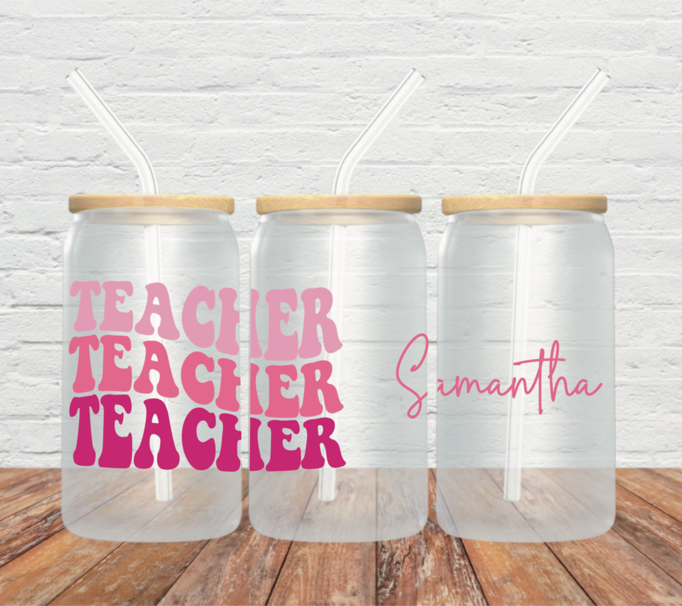 Personalized Teacher Frosted Glass Can