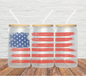 Distressed Flag Frosted Glass Can