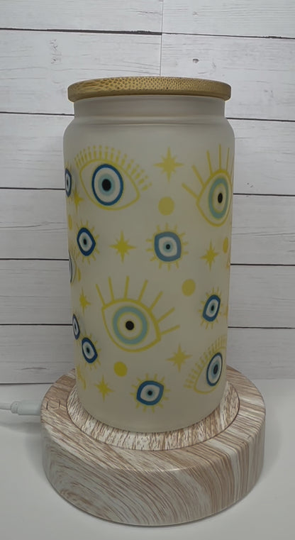 Evil Eye Frosted Glass Can